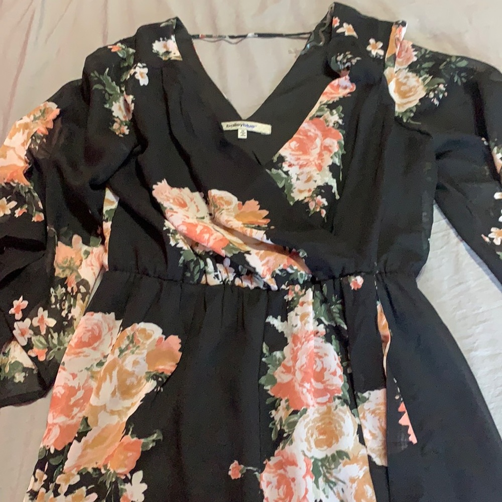 Black romper with flower designs